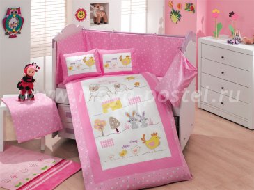Детское постельное белье «ZOO» с одеялом, розовое, поплин в интернет-магазине Моя постель
