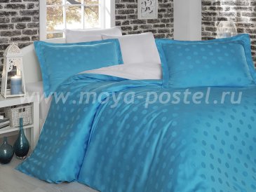 Постельное белье из бамбука «DIAMOND SPOT», бело-голубое, евро в интернет-магазине Моя постель