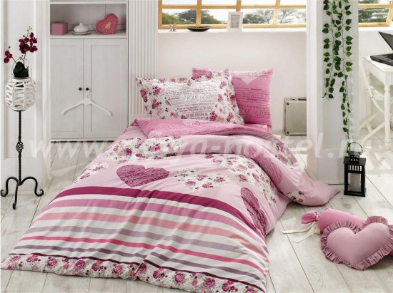 Полутороспальный комплект постельного белья «BELLA» из поплина, в лиловой цветовой гамме с рисунком  в интернет-магазине Моя постель