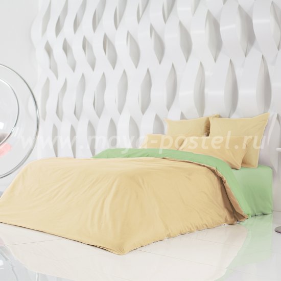 Постельное белье Цвет: Солнечный Абрикос + Лайм Благородный (1,5 спальное) в интернет-магазине Моя постель