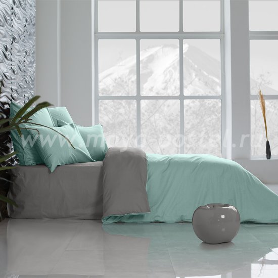 Постельное белье Perfection: Перечная Мята + Темно-Серый (1,5 спальное) в интернет-магазине Моя постель