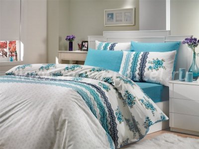 Полуторное постельное белье «CAMILA», голубое, ранфорс в интернет-магазине Моя постель