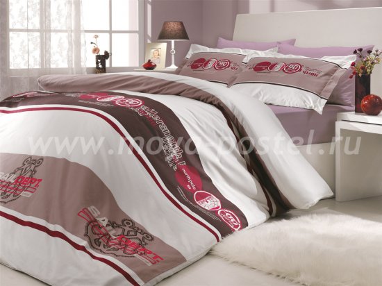 Семейный комплект постельного белья «ROTA», поплин, бордовый в интернет-магазине Моя постель