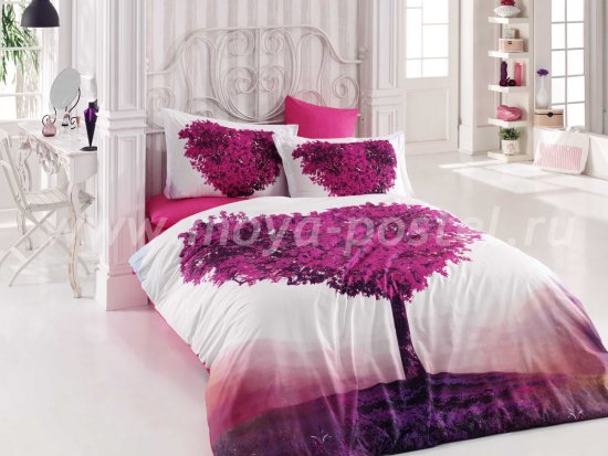 Постельное белье «PARADISE» с фиолетовым 3D принтом, поплин, евро в интернет-магазине Моя постель