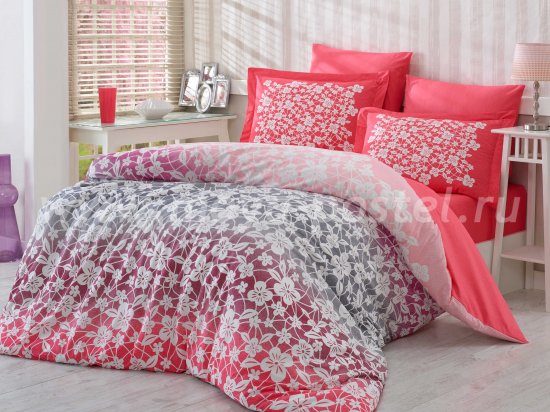 Комплект красного постельного белья «MIRA» из поплина, семейный в интернет-магазине Моя постель