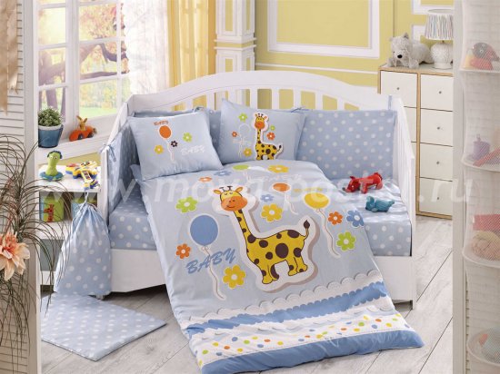 Детское постельное белье с покрывалом «PUFFY», поплин, голубое в интернет-магазине Моя постель