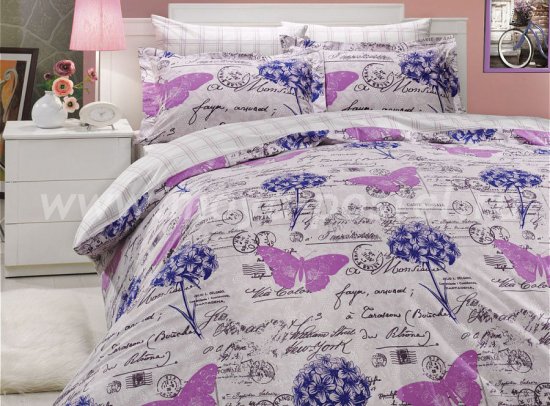 Лиловое постельное белье «ANCELICA» из поплина, семейное в интернет-магазине Моя постель