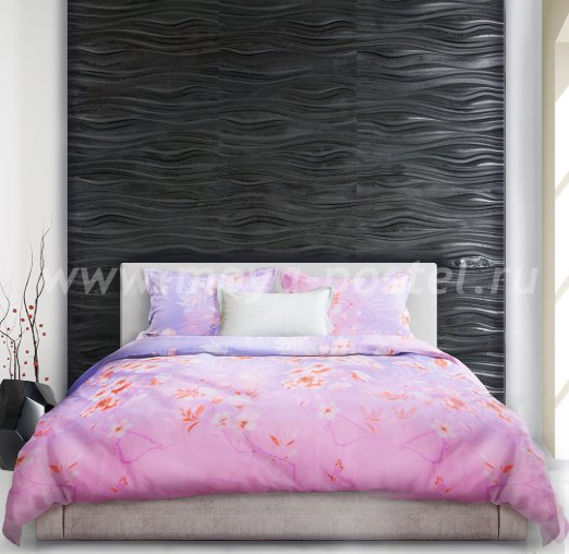 Лилово-розовое постельное белье с градиентом «Misaki» (Расцвет красоты), евро макси в интернет-магазине Моя постель