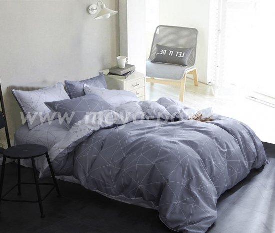 Двуспальный комплект серого постельного белья из сатина C264 (70*70) в интернет-магазине Моя постель
