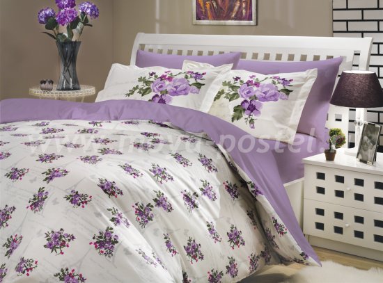 Семейный комплект лилового постельного белья «PARIS SPRING», поплин в интернет-магазине Моя постель