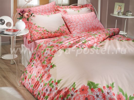Двуспальное постельное белье из поплина «ESPERANZA», розовое в интернет-магазине Моя постель