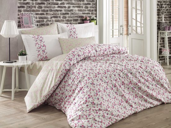 Белое постельное белье с цветочным узором «LUISA» из поплина, полутороспальное в интернет-магазине Моя постель