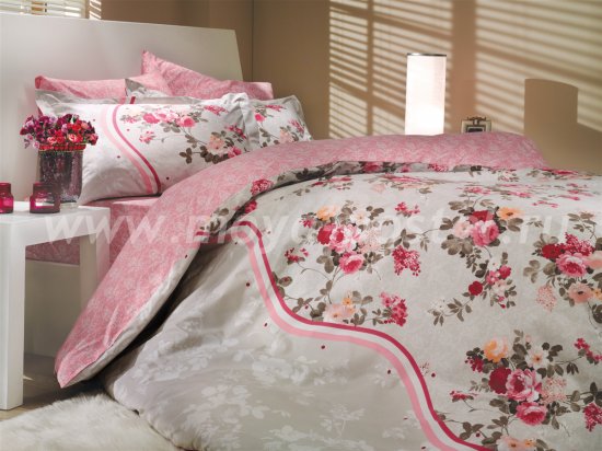 Постельное белье из поплина «SUSANA» розовое, двуспальное в интернет-магазине Моя постель