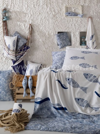 Постельное белье полуторка BLUES с рыбками в интернет-магазине Моя постель