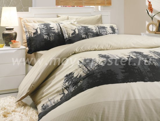 Бежевое постельное белье евро размера «TIERRA», поплин в интернет-магазине Моя постель