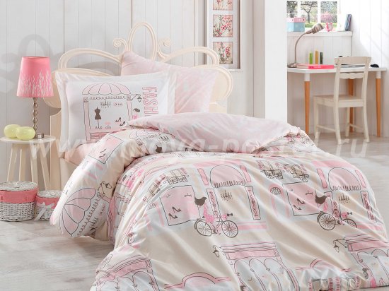 Розовое постельное белье «SONIA», поплин, полутороспальное в интернет-магазине Моя постель