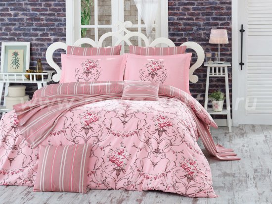 Комплект с цветочным орнаментом ORNELLA розовый, двуспальный в интернет-магазине Моя постель
