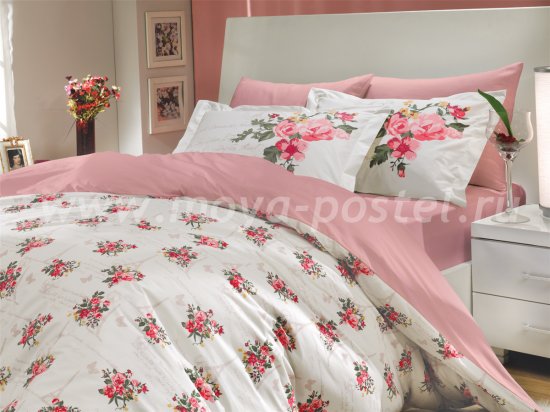 Семейный комплект розового постельного белья «PARIS SPRING», поплин в интернет-магазине Моя постель