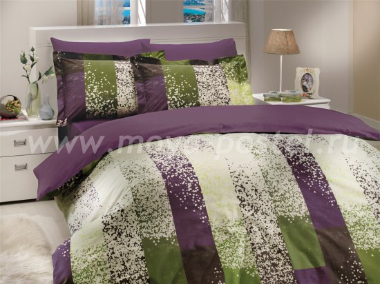 Фиолетовое постельное белье в полоску, полутороспальное в интернет-магазине Моя постель