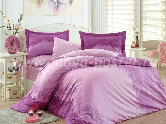 Фиолетовое постельное белье «FILOMENA» из сатина, евро в интернет-магазине Моя постель