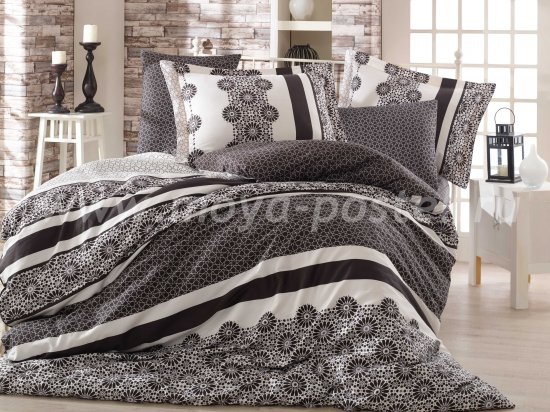 Семейное постельное белье «LISA» из сатина, черно-белое в интернет-магазине Моя постель