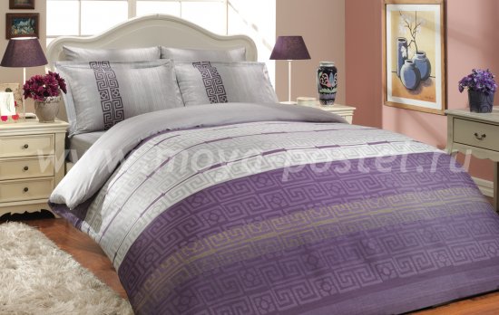 Постельное белье из сатина «DENIM» лилового цвета, евро в интернет-магазине Моя постель