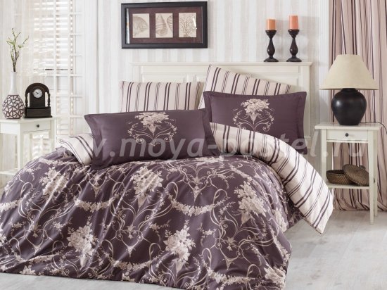 Постельное белье «ORNELLA» коричневого цвета, семейное, поплин в интернет-магазине Моя постель