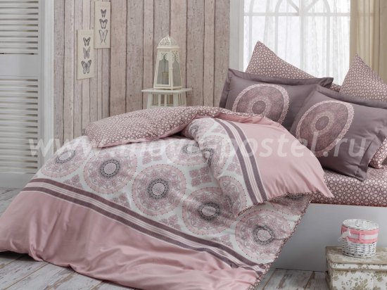 Розовое постельное белье из сатина «SILVANA», евро в интернет-магазине Моя постель