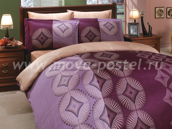 Комплект постельного белья семейное сатин "GRIS", фиолетовый, 100% Хлопок в интернет-магазине Моя постель