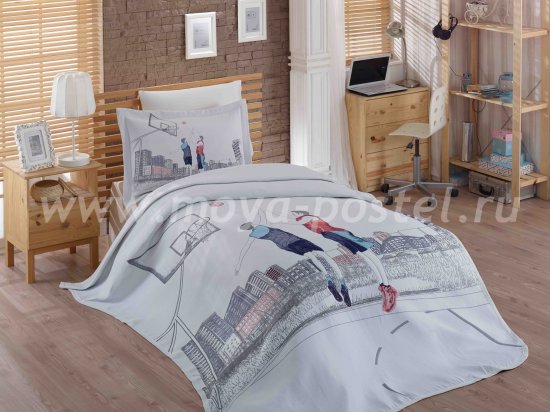 Постельное белье «SAN-DIEGO» с покрывалом из жаккарда, полутороспальное в интернет-магазине Моя постель