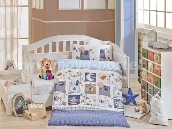 Синее постельное белье «SWEET HOME» из поплина, детское в интернет-магазине Моя постель