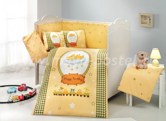 Детское постельное белье с одеялом «BAMBAM» желтого цвета, поплин в интернет-магазине Моя постель
