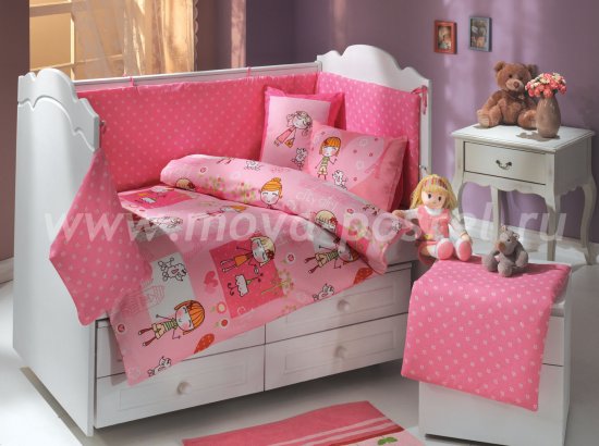 Розовое постельное белье для детей «CITY GIRL» с одеялом, поплин в интернет-магазине Моя постель