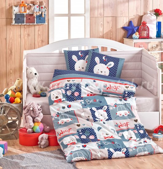 Синее постельное белье из поплина «SNOOPY» с одеялом, детское в интернет-магазине Моя постель