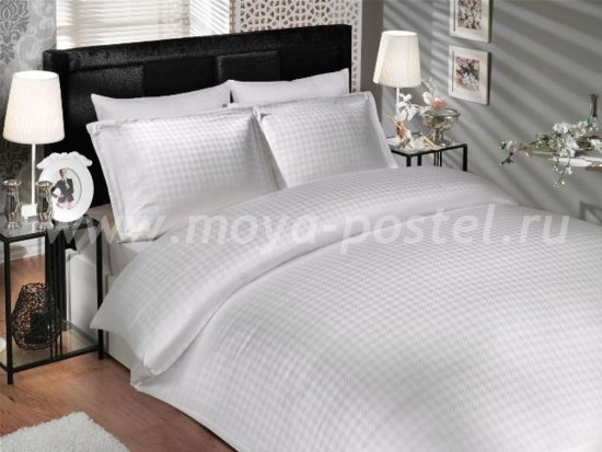 Белое постельное белье «DIAMOND HOUNDSTOOTH» из бамбука, евро в интернет-магазине Моя постель