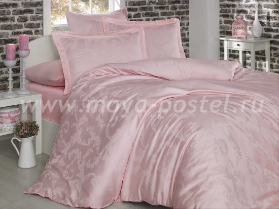 Постельное белье из бамбука «DIAMOND FLOWER», нежно-розовое, семейное в интернет-магазине Моя постель