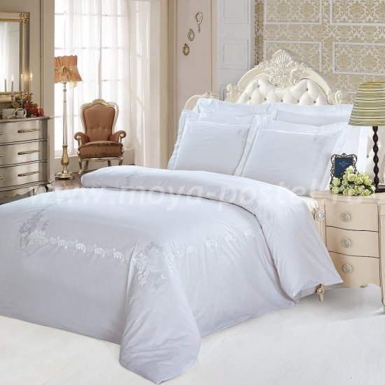 Белое постельное белье Kingsilk RP-11-3 из перкаля, евро в интернет-магазине Моя постель