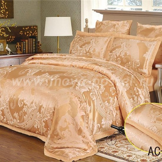 Семейное персиковое постельное белье Arlet AC-098-4 с вышивкой в интернет-магазине Моя постель