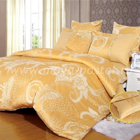 Золотое постельное белье из жаккардового шелка Arlet AB-141-3, евро в интернет-магазине Моя постель