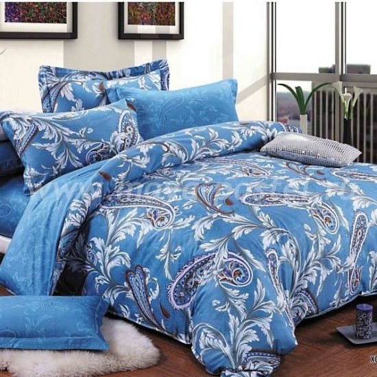 Темно-синее постельное белье из сатина Seda VX-66-1, полутороспальное в интернет-магазине Моя постель