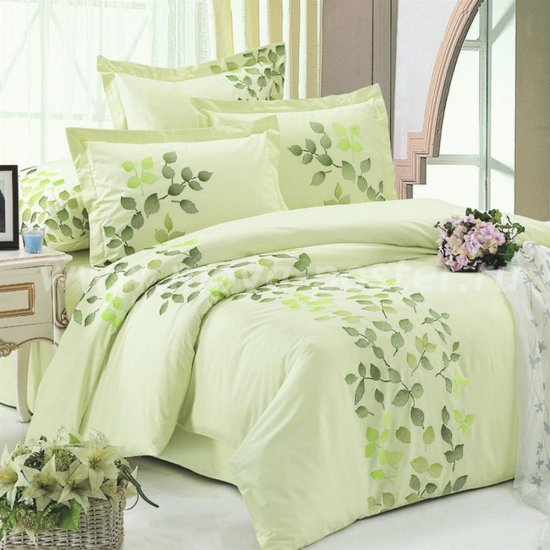 Двуспальное постельное белье из сатина Kingsilk C-3-2 зеленого цвета в интернет-магазине Моя постель
