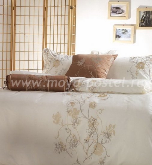 Полутороспальное постельное белье Kingsilk C-22-1 бежевого цвета в интернет-магазине Моя постель