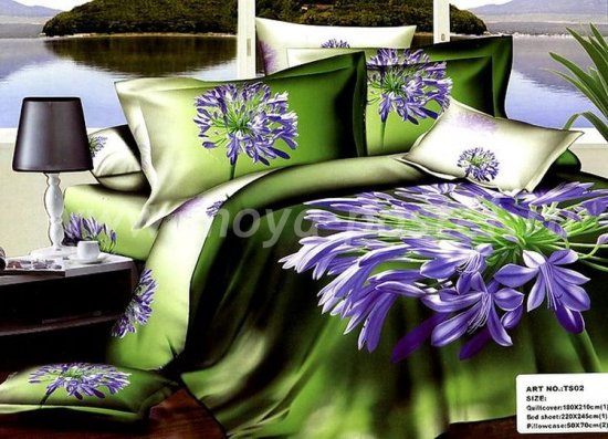Кпб сатин Евро 2 наволочки (фиолетовые цветы) в интернет-магазине Моя постель