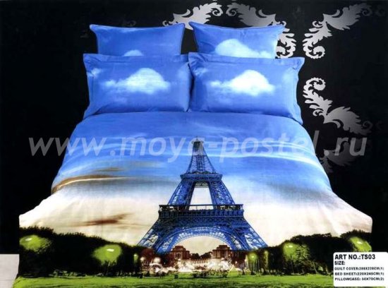 Кпб сатин Евро 2 наволочки (Эйфелева башня), Париж в интернет-магазине Моя постель
