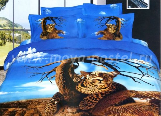 Кпб сатин Евро 2 наволочки (леопард на дереве) в интернет-магазине Моя постель