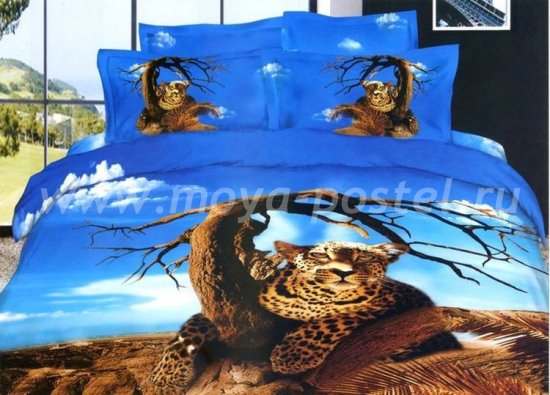 Кпб сатин 2 спальный (леопард на дереве) в интернет-магазине Моя постель