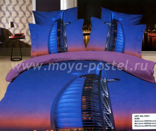 Кпб сатин Евро 2 наволочки (ночной Дубай) в интернет-магазине Моя постель
