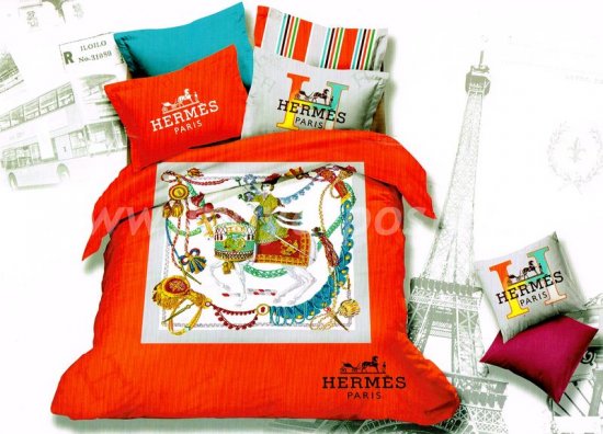 Saten Brands полутороспальный BB01-12 (Hermes Paris оранжевый) в интернет-магазине Моя постель