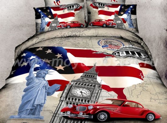 Семейное постельное белье сатин 2 наволочки (Британия и США) в интернет-магазине Моя постель