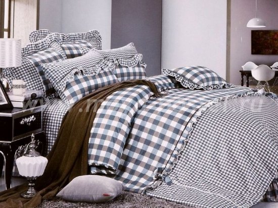 Полуторное постельное белье "Прованс" (черно-белая клетка) в интернет-магазине Моя постель